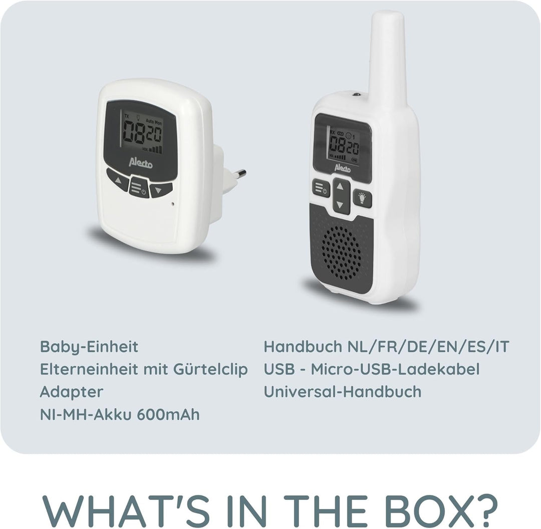 Alecto Baby DBX-80 - Babyphone mit Reichweite von bis zu 3.000 Metern - Weiss/Anthrazit