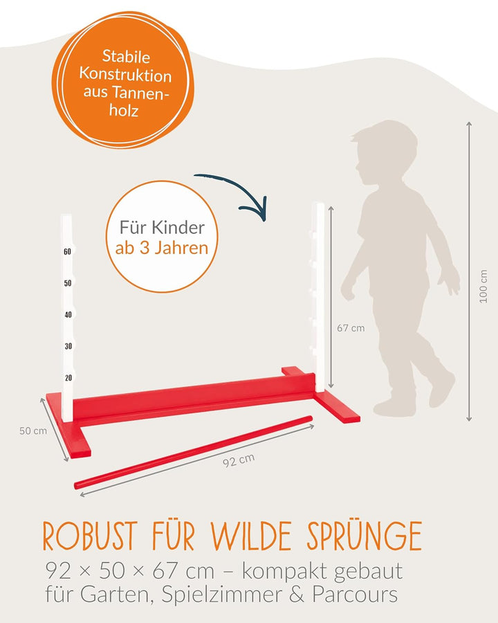 PINOLINO Hindernishürde Hoppe, Weiss/Rot, 1 Stück, Koordinationstraining – Ideal für Steckenpferd-Re