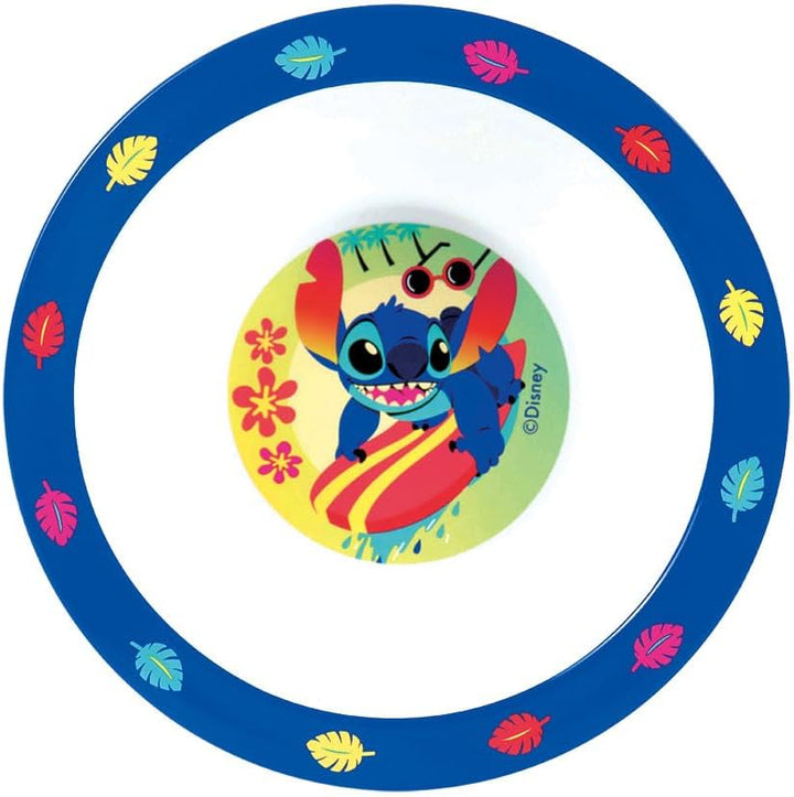 FUN HOUSE | Komplettes Set Lunchbox Angel & Stitch für Kinder | 1 Glas, 2 Teller + Besteck + Trinkfl
