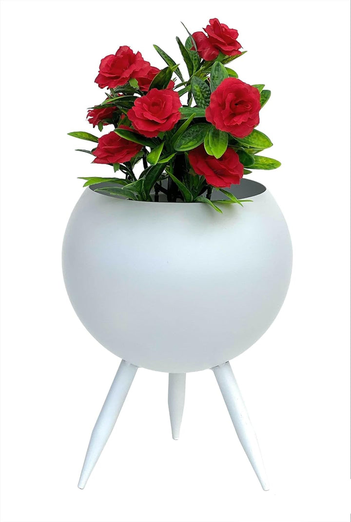 DanDiBo Blumenhocker Metall mit Topf Weiss 27 cm Blumenständer 96259 L Blumensäule Modern Pflanzenst