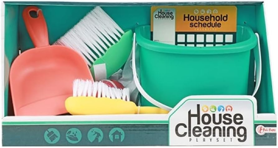 Toi-Toys Kinder Reinigungsset Putzset mit Eimer Wischmop Besen