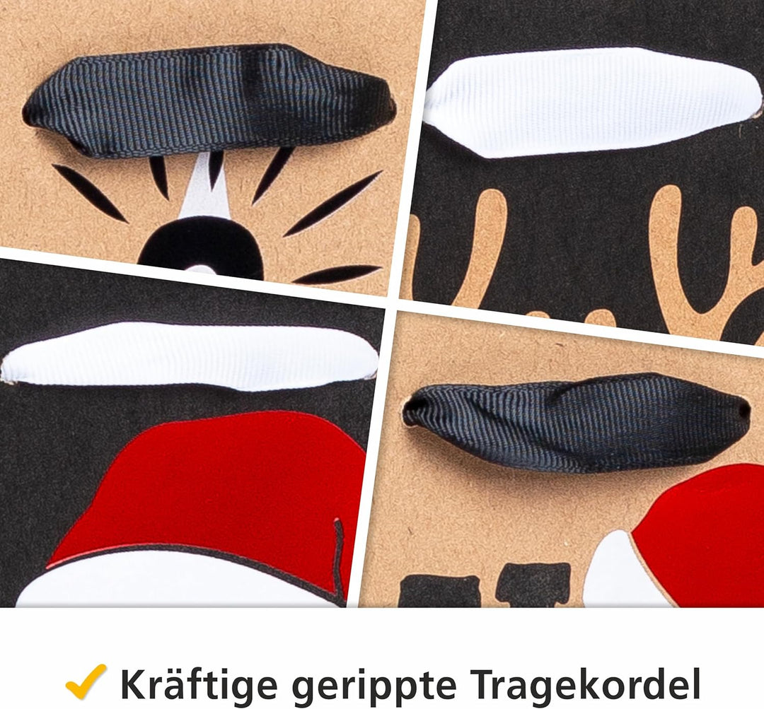 HEKU Weihnachts-Flaschentaschen mit Hotfoil-Veredelung und Prägung, 24 Stück I X-mas Nature Trend mi