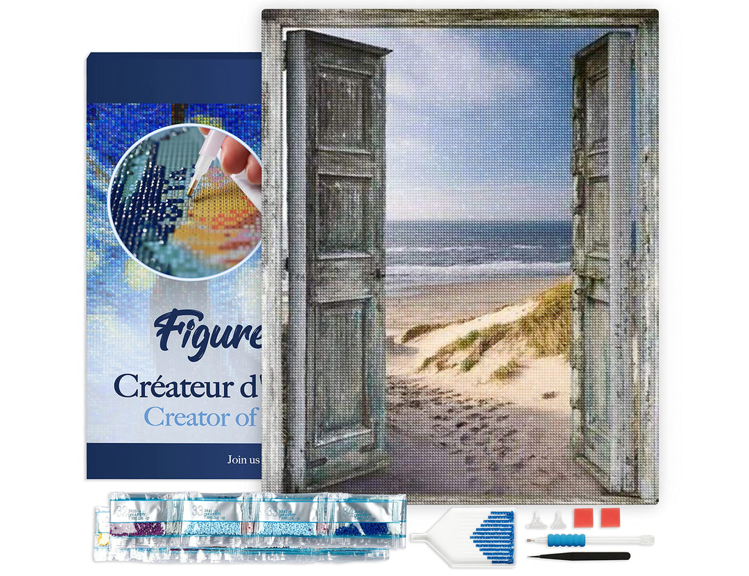 Figured'Art Diamond Painting Erwachsene 40x50cm Mit Rahmen Ganze Leinwand gespannt Tor zum Strand 5D