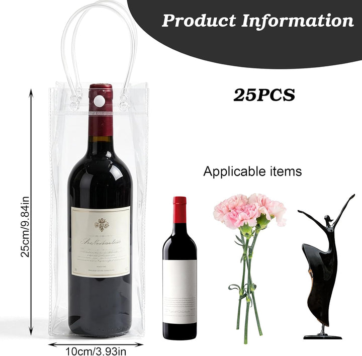 25 Stück Flaschenkühler Ice Bag: PVC Eisbeutel Flaschenkühler, 10 * 25 * 10cm Transparent Sektkühler