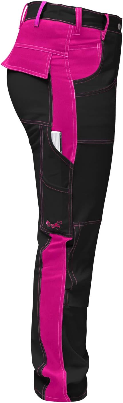 strongAnt Damen Arbeitshose komplett Stretch für Frauen Bundhose mit Kniepolstertaschen Schwarz Grau