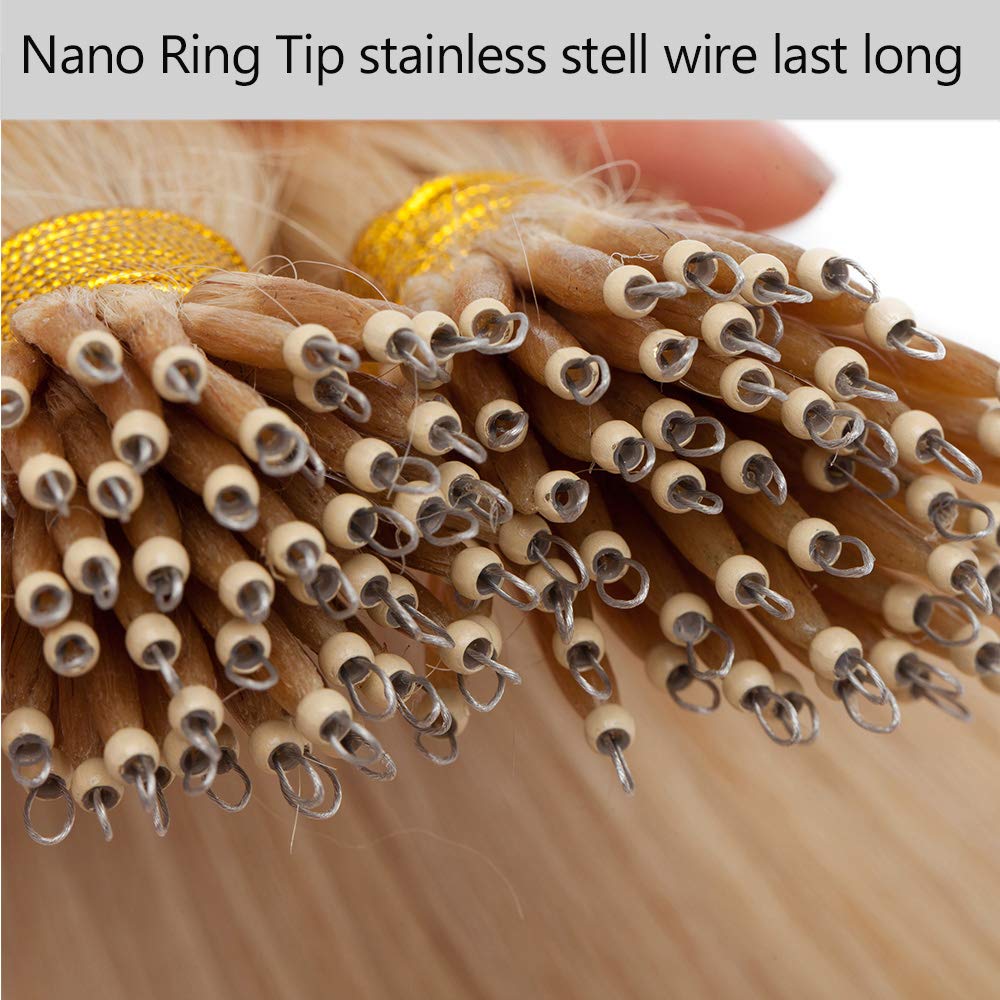 SEGO Nanoring Extension Echthaar 1g Loop Haarverlängerung Haarteile 50 Strähnen Glatt 100% Remy Huma