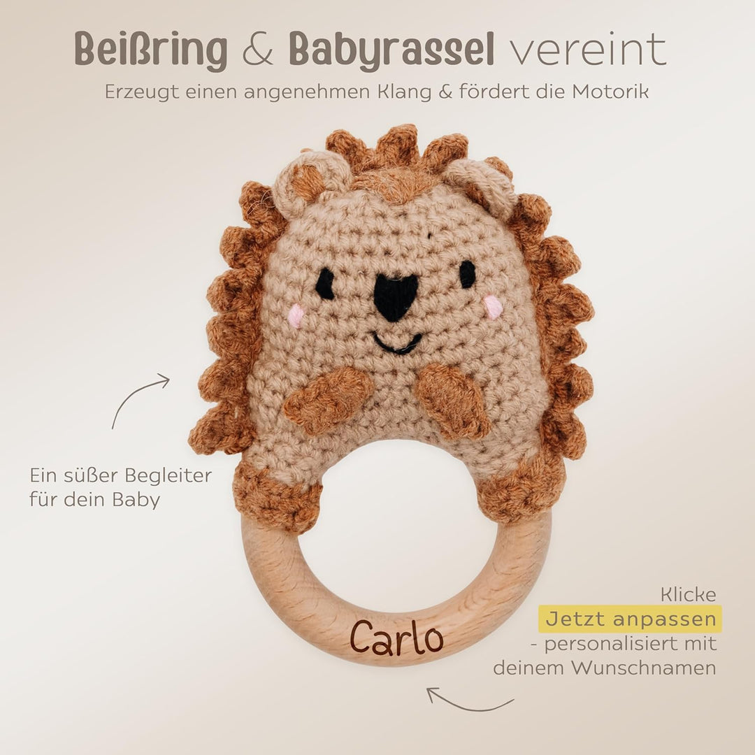 Bärenfreunde Personalisierter Beissring Baby - Niedlicher Greifling für Baby's, Greifring, Babyrasse