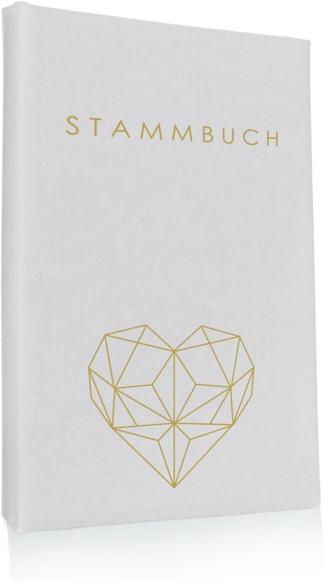 Hochzeitideal – Stammbuch der Familie Geometric weiss 21,0 cm x 15,0 cm - Buchbinderleinen Stammbuch