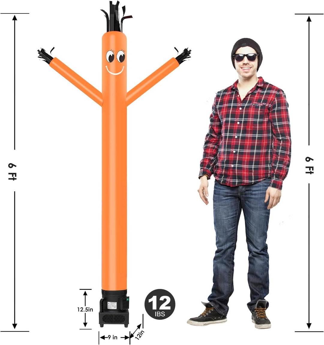 MOUNTO Fliegenpuppe Tänzerin mit 1/3 PS Gebläse, 1,8 m, Orange Orange/Abendrot im Zickzackmuster (Su