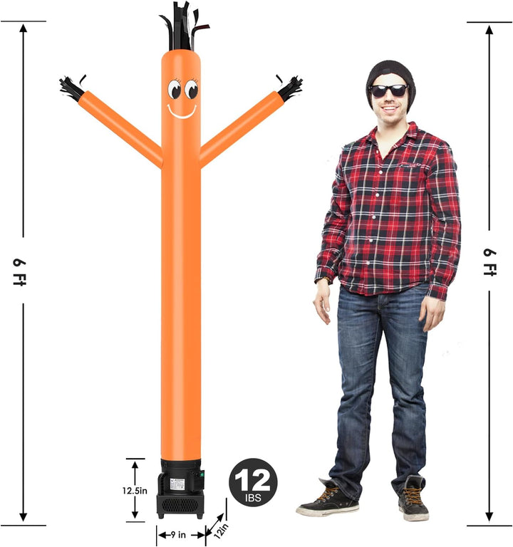MOUNTO Fliegenpuppe Tänzerin mit 1/3 PS Gebläse, 1,8 m, Orange Orange/Abendrot im Zickzackmuster (Su