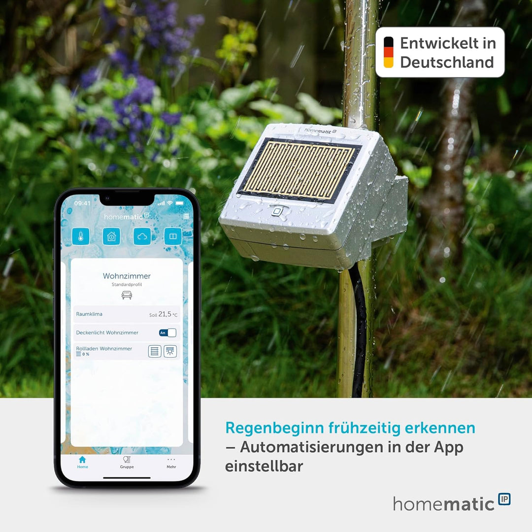 Homematic IP Smart Home Regensensor, sofort informiert bei Regen und Schnee,