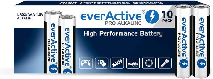 everActive AAA Batterien 200er Pack, Pro Alkaline, Micro LR03 R03 1.5V, höchster Leistung, 10 Jahre