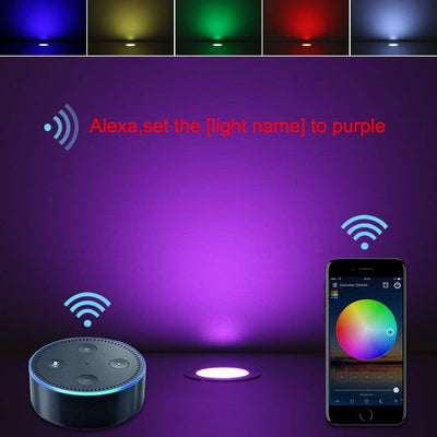 INDARUN LED Bodeneinbauleuchten Aussen RGB 10er Set, Ø30mm WiFi Terrasse Einbaustrahler, Led Terrass