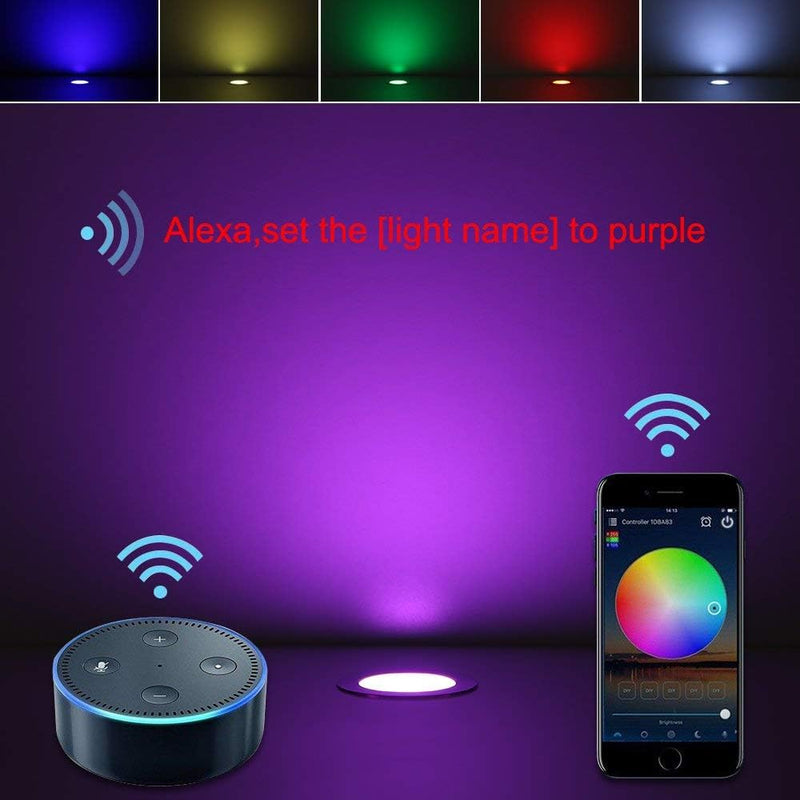 INDARUN LED Bodeneinbauleuchten Aussen RGB 10er Set, Ø30mm WiFi Terrasse Einbaustrahler, Led Terrass