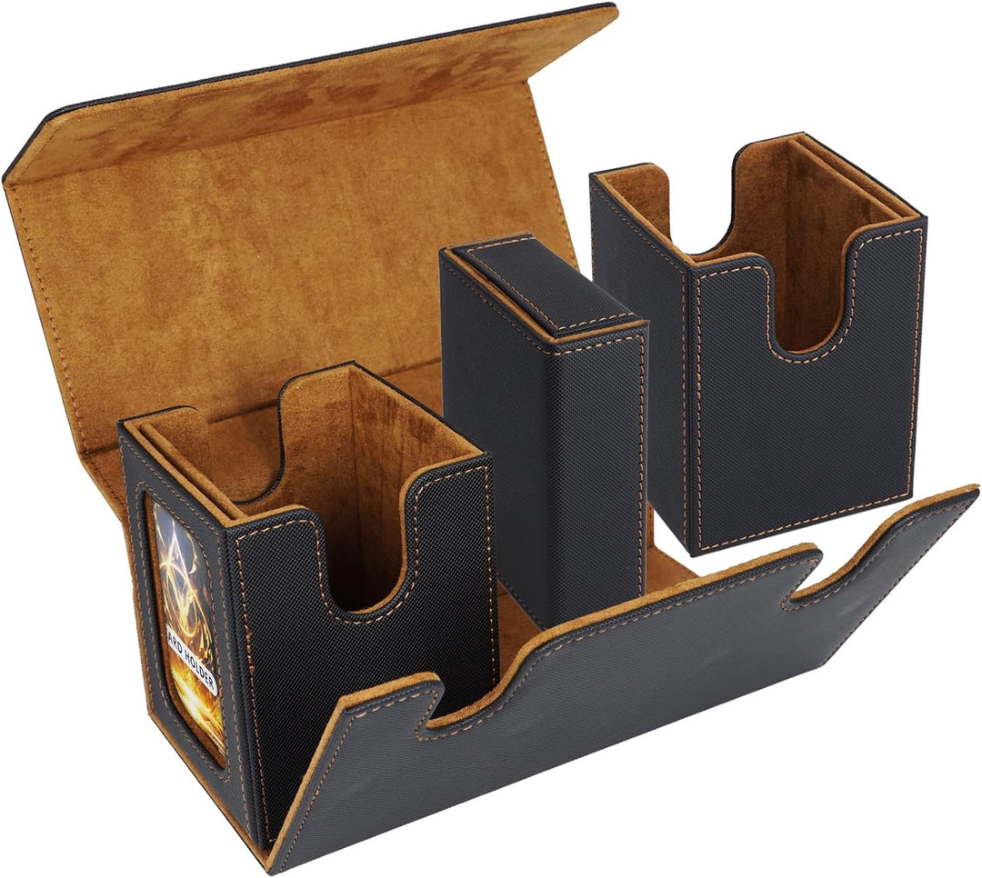 AFIING MTG Commander Kartenbox, 3-in-1 Karten-Aufbewahrungsbox für 200+ doppelt gesleevte Karten, Ma