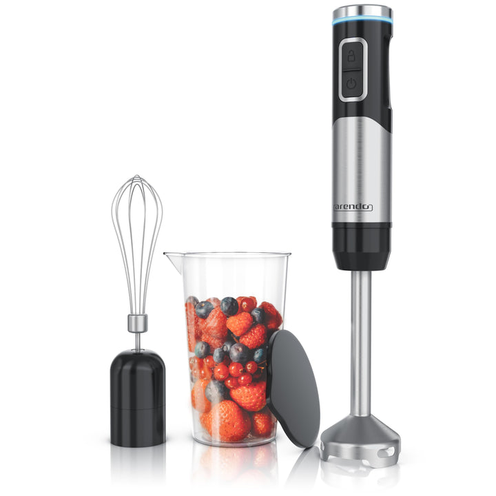 Arendo - Stabmixer kabellos - 200 Watt – mit Akku - Edelstahl Handmixer – Pürierstab – Schneebesen –