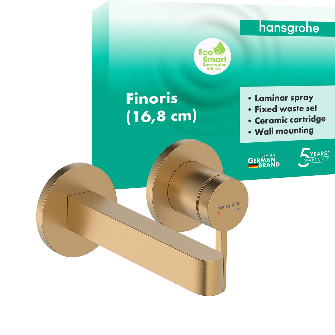 hansgrohe Finoris - Waschtischarmatur Unterputz für Wandmontage mit Ablauf, Wasserhahn Bad mit Ausla