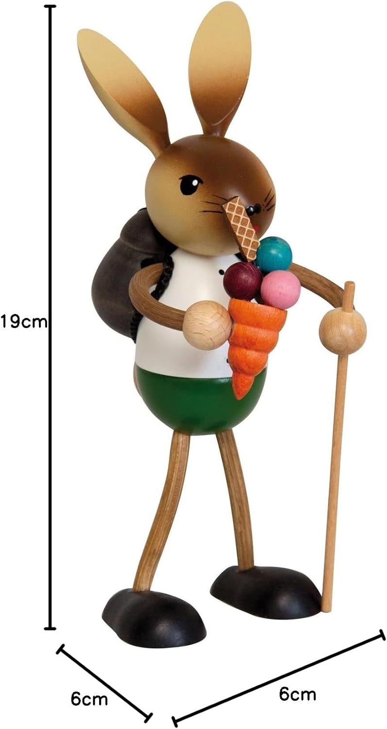 Drechslerei Kuhnert - Osterdekoration/Osterhase - Kuhnerthase mit EIS und Wanderstock - aus Holz - G