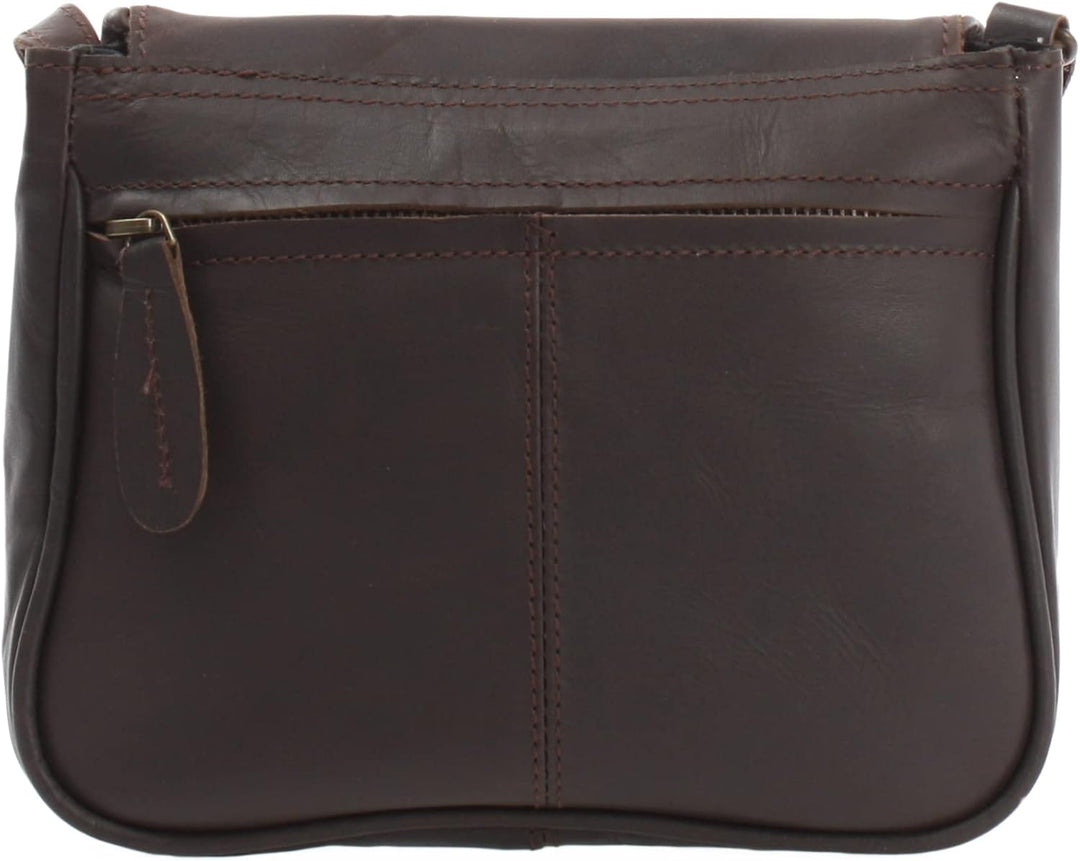 LECONI kleine Umhängetasche Damentasche Schultertasche Festivaltasche Leder 22x18x6cm LE3047 Dunkelb