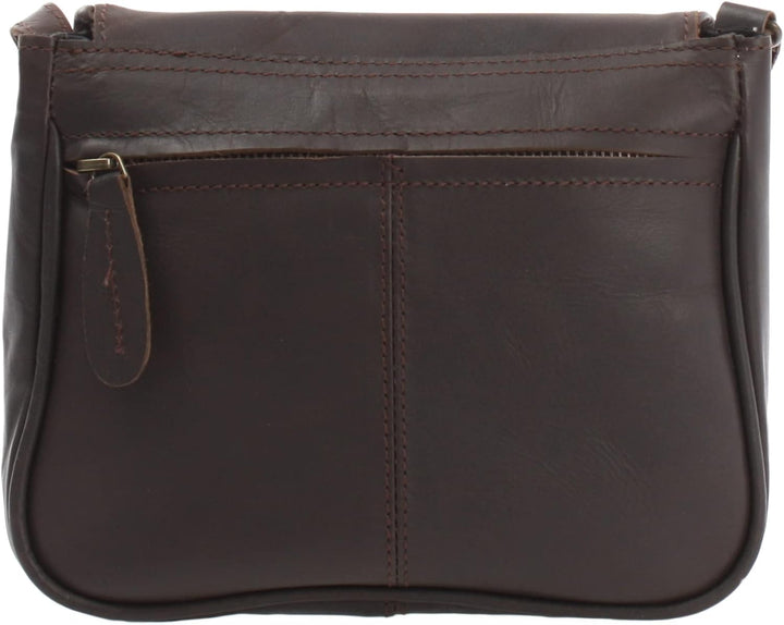 LECONI kleine Umhängetasche Damentasche Schultertasche Festivaltasche Leder 22x18x6cm LE3047 Dunkelb