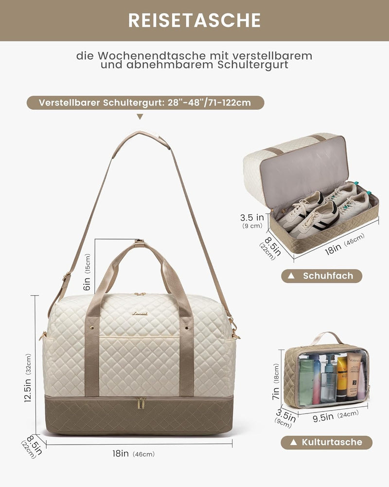 LOVEVOOK Reisetasche Damen, Weekender Sporttasche mit Schuhfach, Travel Bag Handgepäck Tasche für Fl