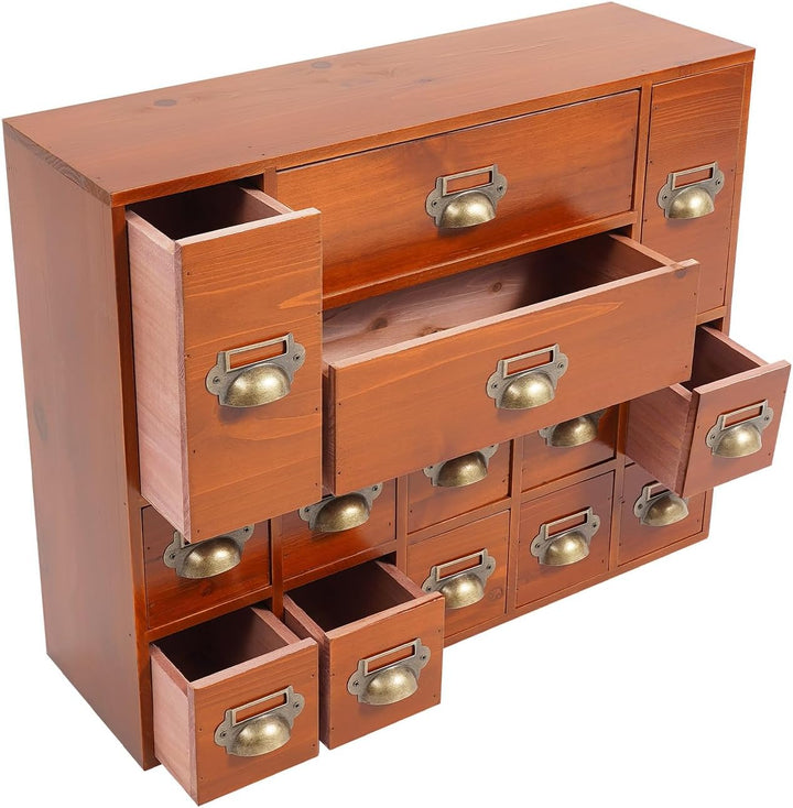 Schubladenbox Holz, Desktop Schreibtisch Organizer Schubladen Organizer mit 14 Schubladen, Aufbewahr