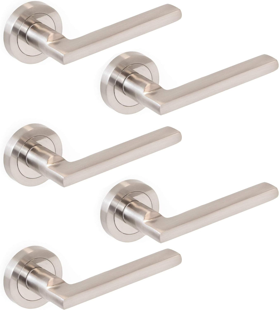 Emuca - Türgriffe für Innenttüren, 5-fach Türgriff-Set mit Rosetten für Zimmertüren D.50 mm, Alumini