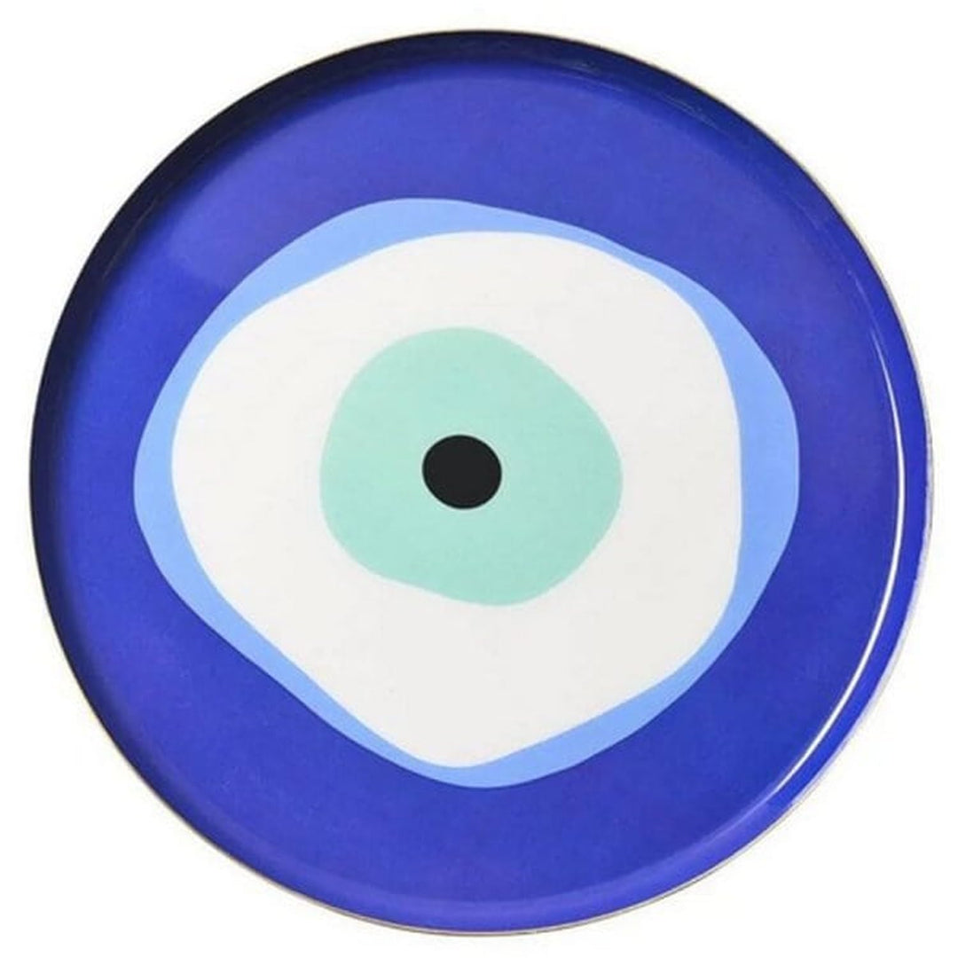 Gift Company Love Trays, Dekotablett, M, blaues Auge, rund, blau, 22,9x0,9x22,9cm