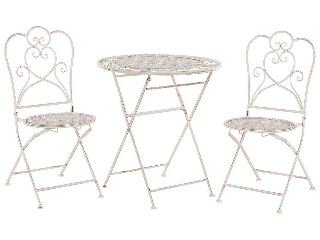 Garten Bistro Set Balkonset Balkonmöbel beige 2 Stühle Klapptisch Metall Trieste