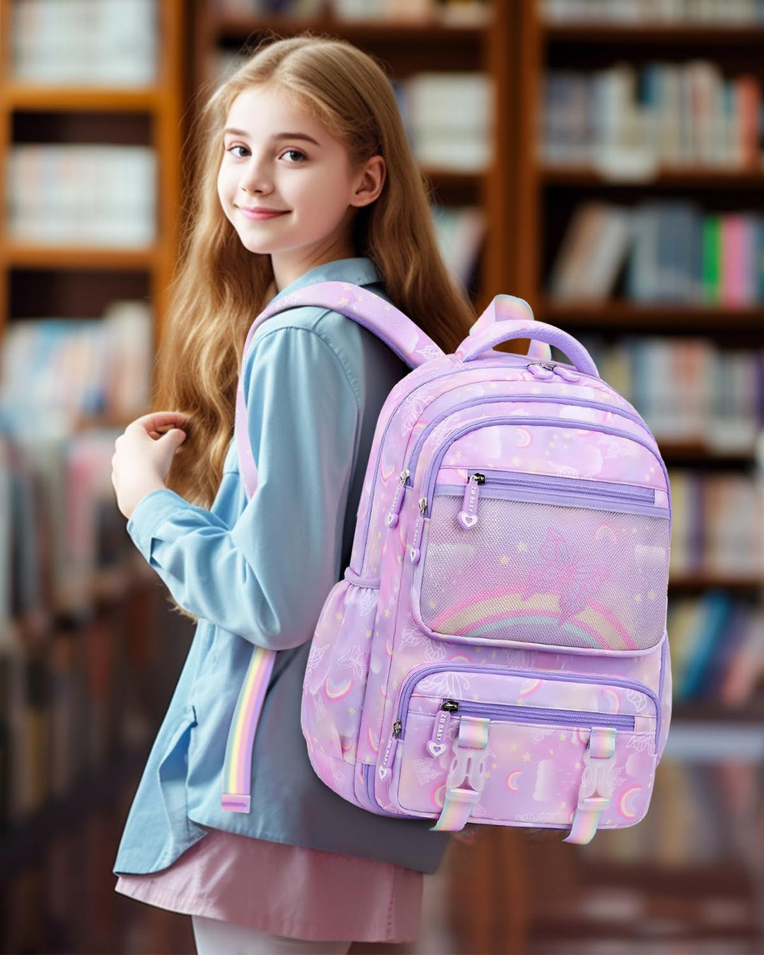 IvyH Kinderrucksack Mädchen Schulrucksack Grosse, Schulranzen Mädchen 2-6. Klasse, Wasserdicht Rucks