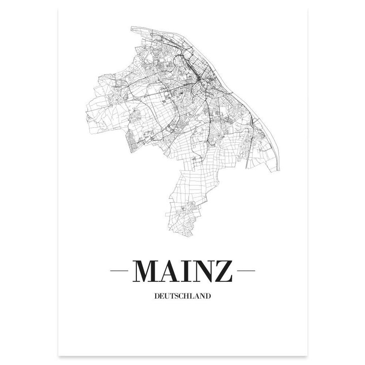 JUNIWORDS Stadtposter, Mainz, Wähle eine Grösse, 60 x 90 cm, Poster, Schrift A, Weiss 60 x 90 cm Sch