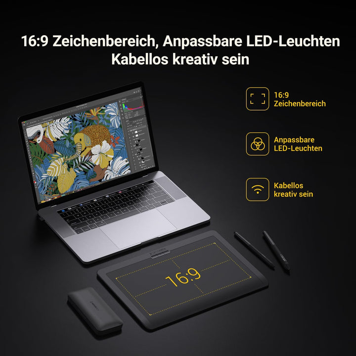 Xencelabs Pen Tablet Medium Grafiktablett für PC 12 Zoll Zeichentablett Professionelle mit 2 Batteri