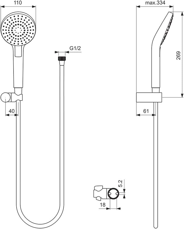 Ideal Standard B2239AA Idealrain Evo Handbrause-Set Aufputz Rund, Rund
