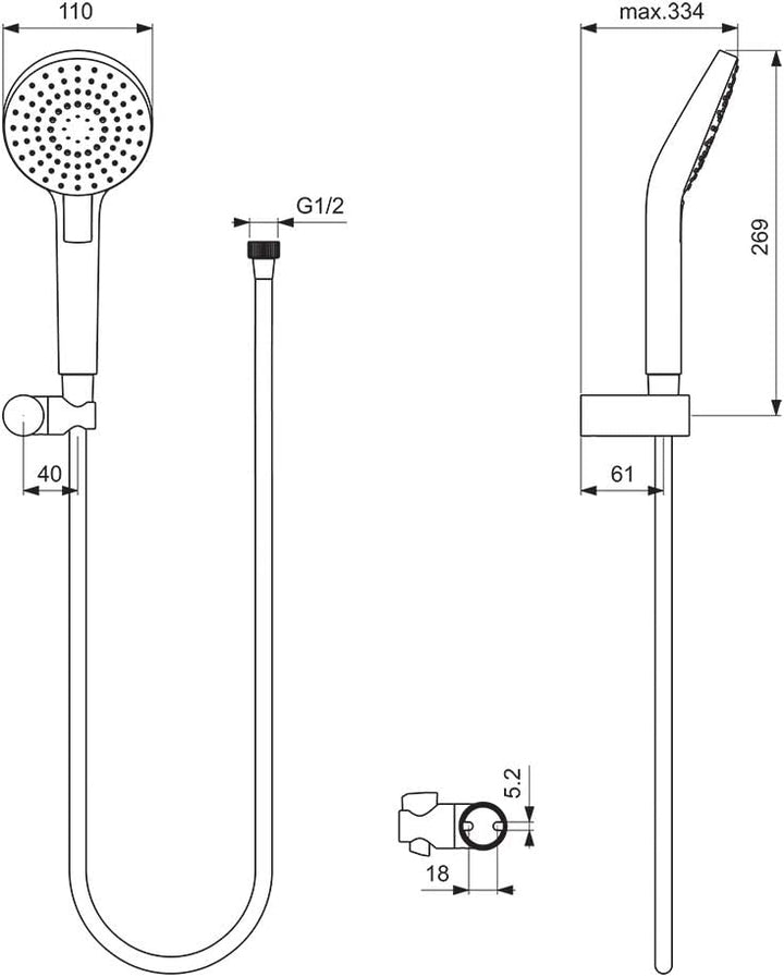 Ideal Standard B2239AA Idealrain Evo Handbrause-Set Aufputz Rund, Rund