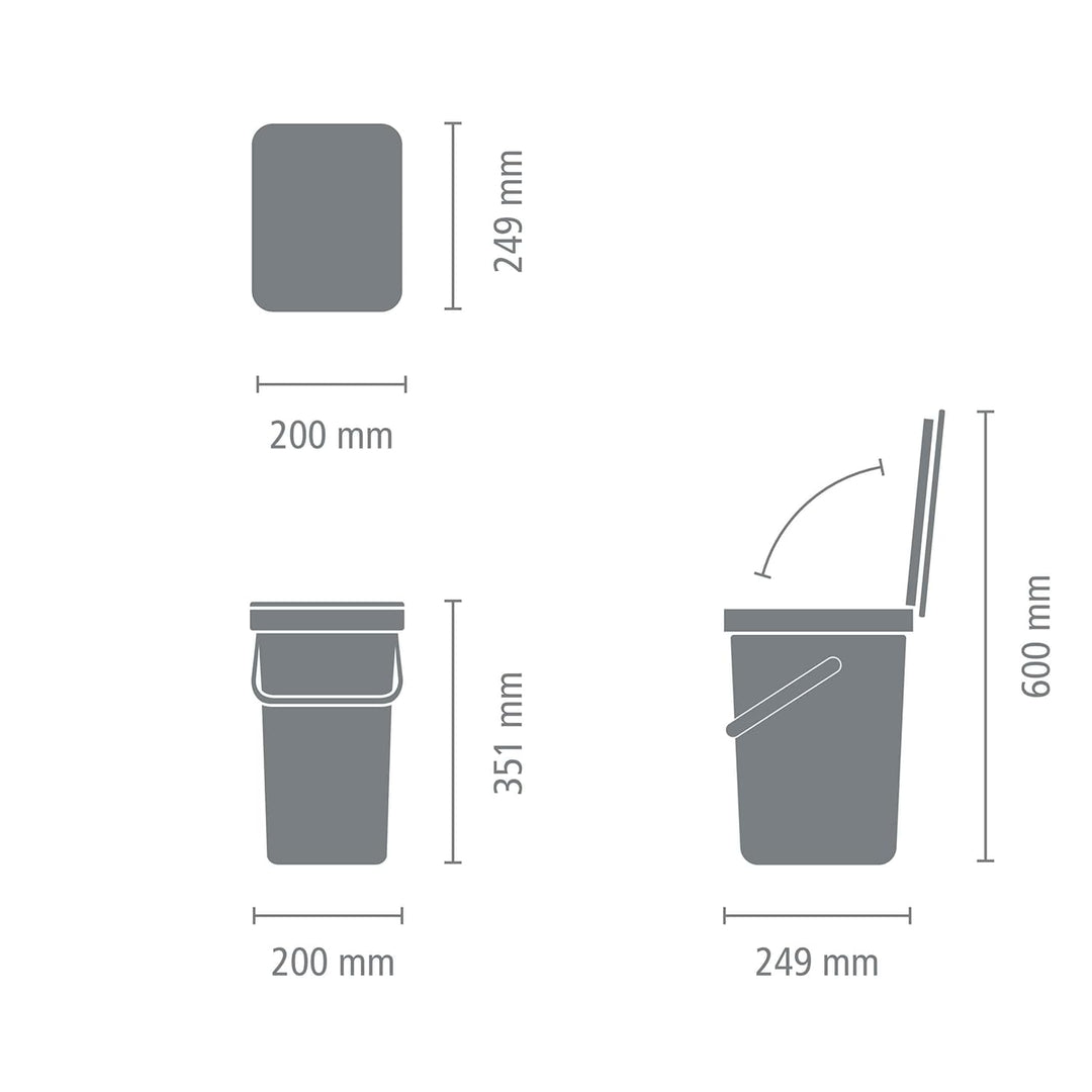 Brabantia Sort & Go Abfalleimer mit Deckel 12 L (Lilac Pink), platzsparender Pfandsammler mit Griff,