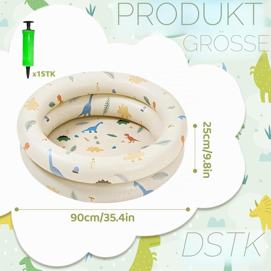 Aufblasbarer Pool, 90x25 cm, Planschbecken, Aufblasbares Planschbecken, Paddling Pool, Dinosaurier-M