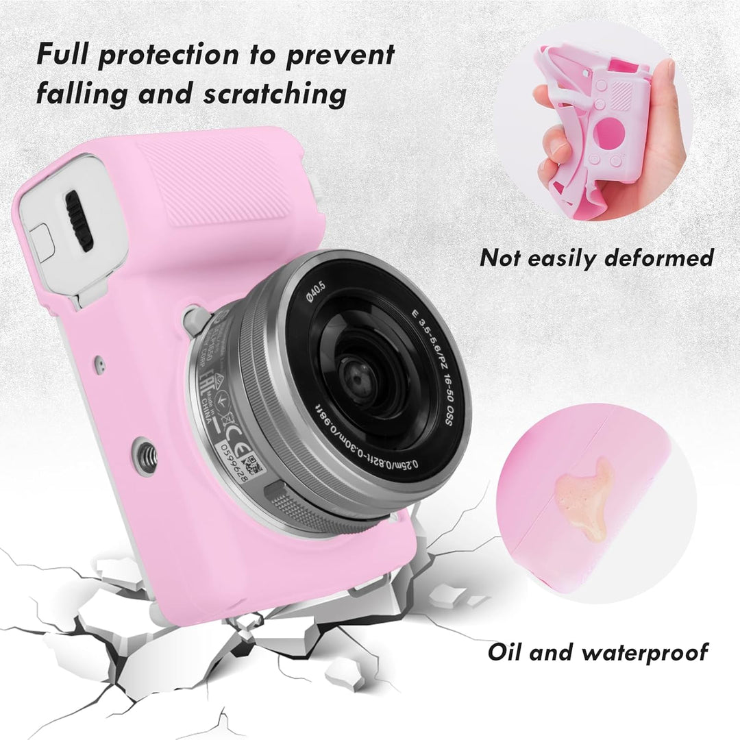 Rieibi ZVE10 Hülle, Weiche Silikon-Schutzhülle für Sony ZV-E10 ZVE10 Kamera rose, rose