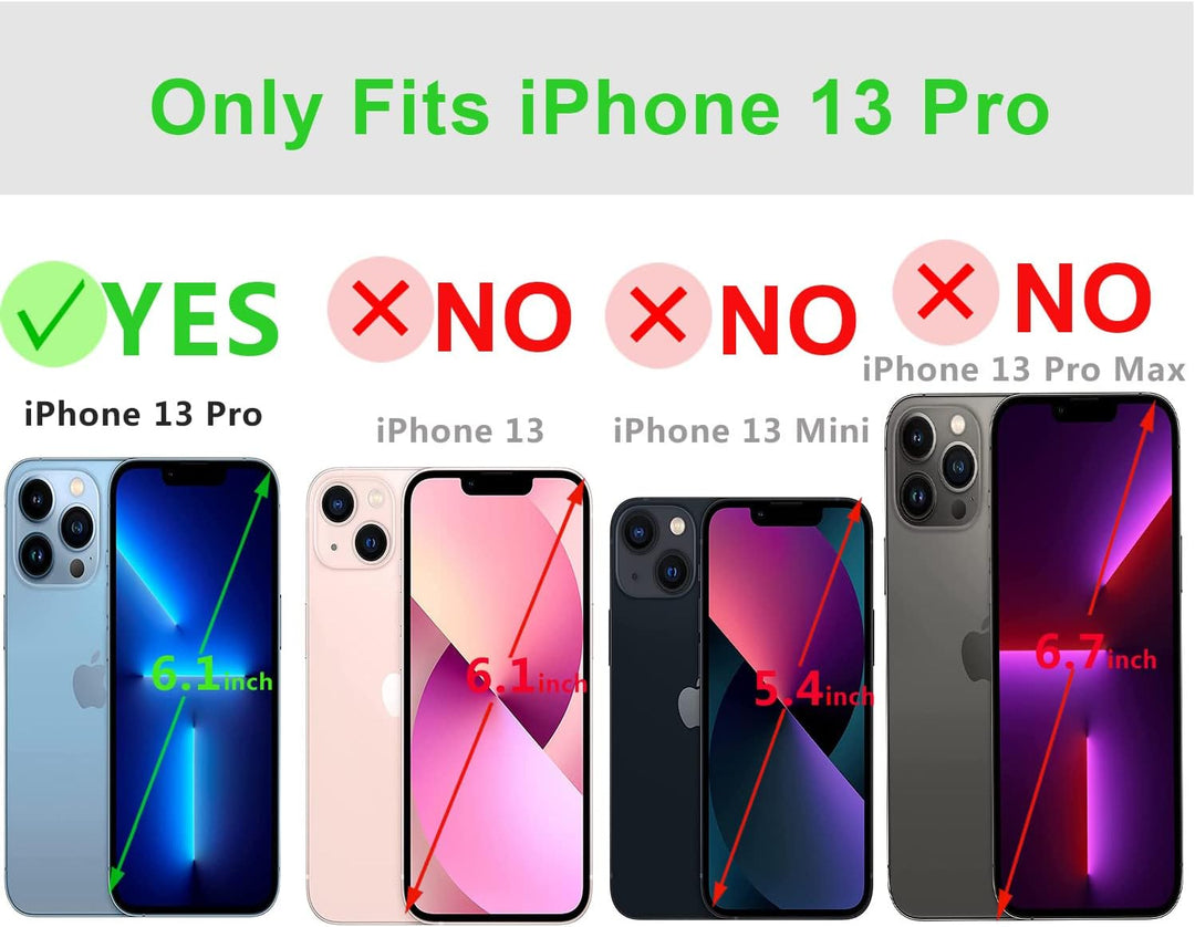 LENSUN Echtleder Hülle für iPhone 13 Pro, Handyhülle [Echtes Leder][Magnetverschluss][RFID Schutz] H