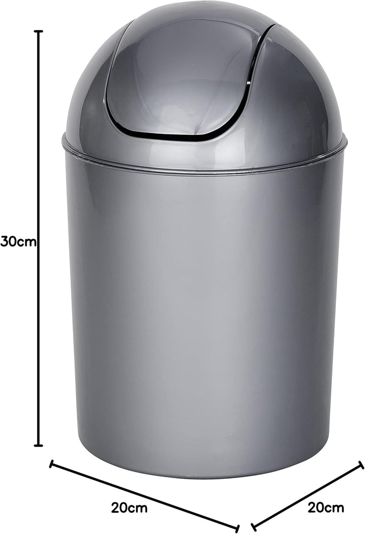 WENKO Schwingdeckeleimer Economic Grau Fassungsvermögen: 6 l, Polypropylen, 20 x 30 x 20 cm, Grau We