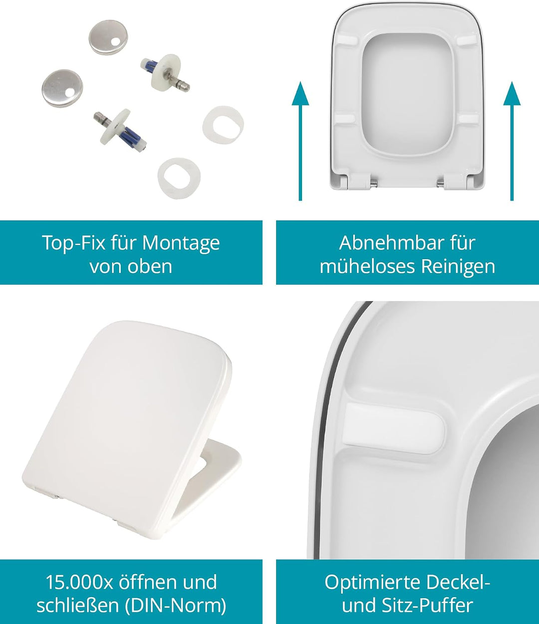 Calmwaters® Antibakterieller WC Sitz für Keramag Renova Nr. 1 Plan 202150 & 202160, Toilettensitz mi