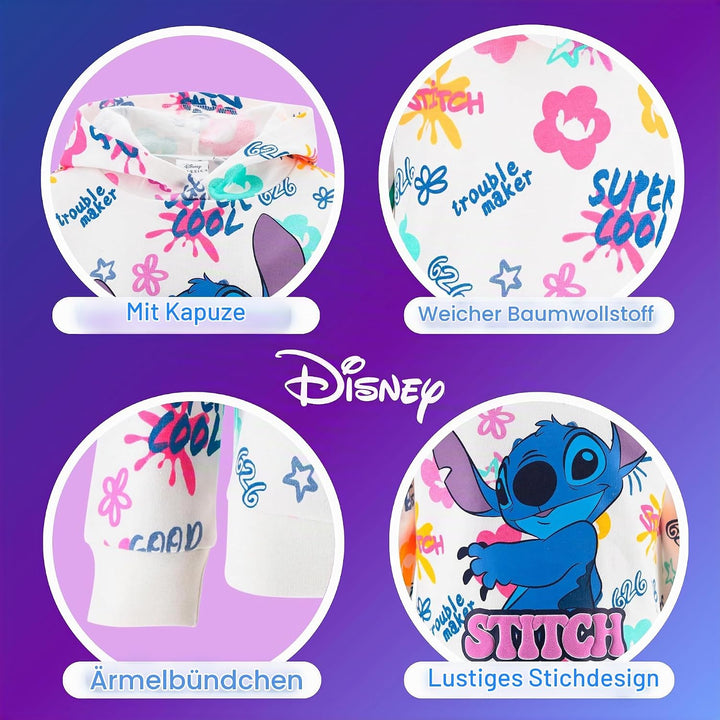 Disney Stitch Mädchen Kapuzenpullover, Design Weiches Textil Sweatshirt, Pullover für Mädchen, Gröss