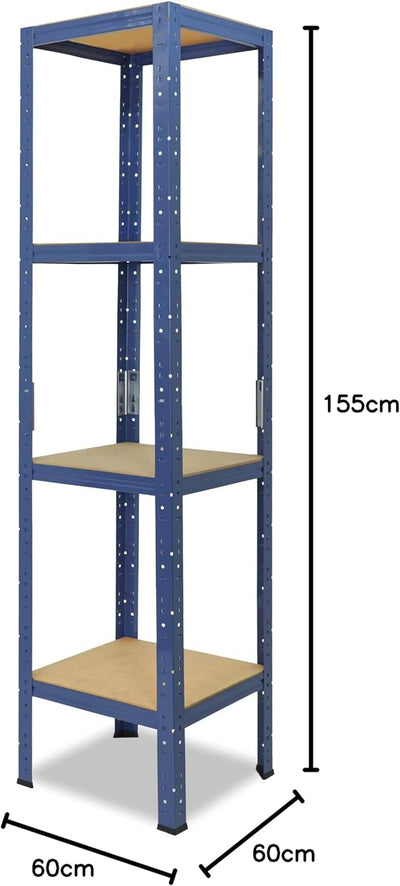 shelfplaza® 155x60x60cm Home Schwerlastregal blau/Metallregal mit 4 Böden/Kellerregal Metall, Garage