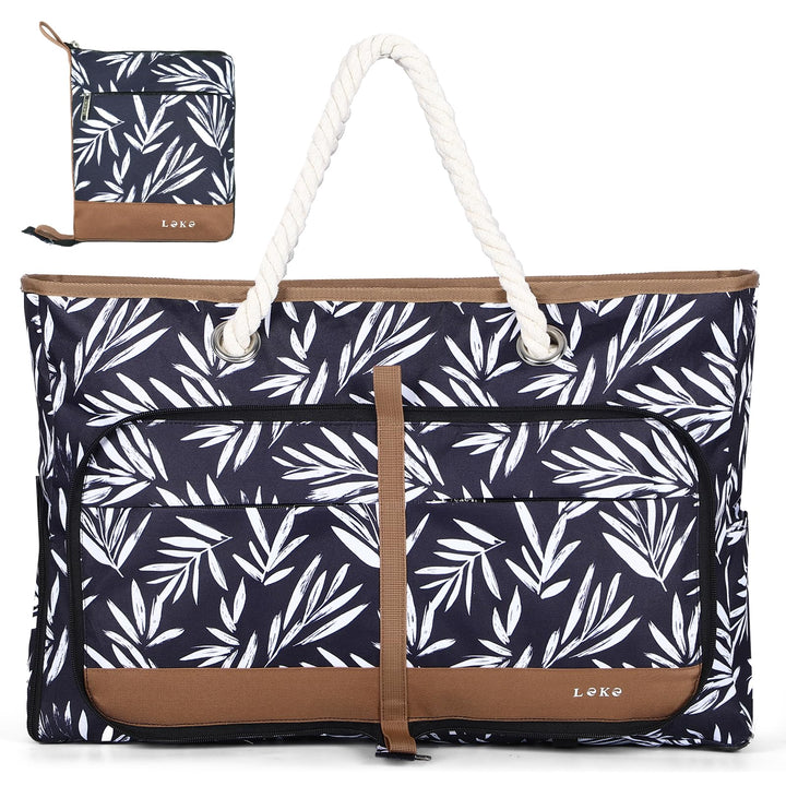 Lekespring Strandtasche Damen Gross mit Reissverschluss, Vielseitiger Damen Shopper Badetasche Sauna