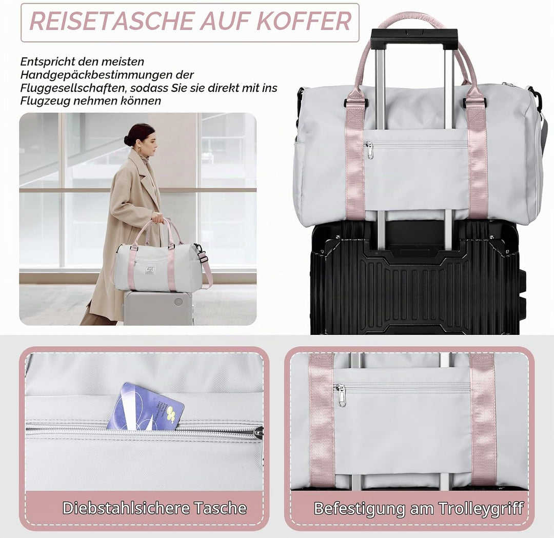 HYC00 Sport Duffel Bag Damen Handgepäck Sporttasche für Damen Herren mit Nassfach &amp; Schuhfach, Reise