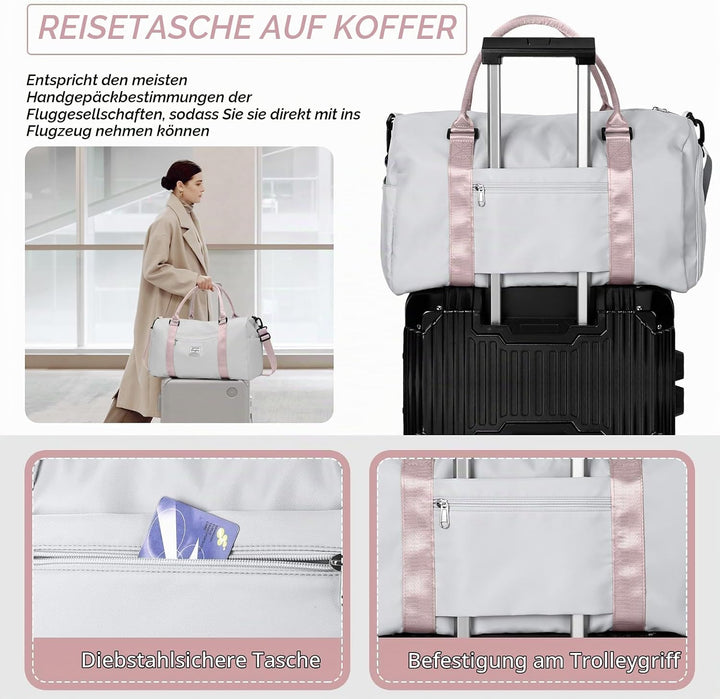 HYC00 Sport Duffel Bag Damen Handgepäck Sporttasche für Damen Herren mit Nassfach &amp; Schuhfach, Reise