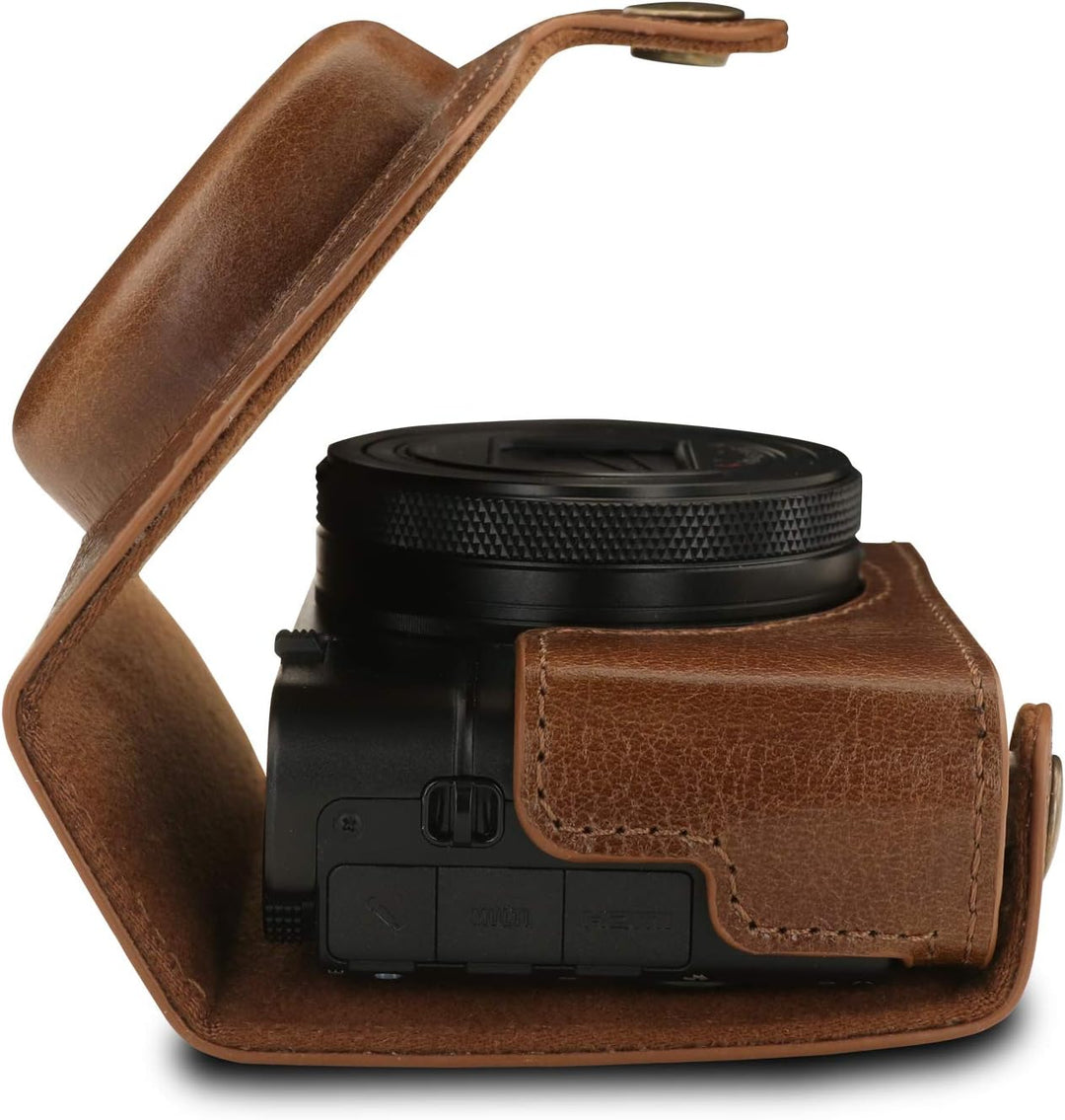 MegaGear MG1728 Ever Ready Echtleder Kameratasche mit Trageriemen kompatibel mit Sony Cyber-Shot DSC