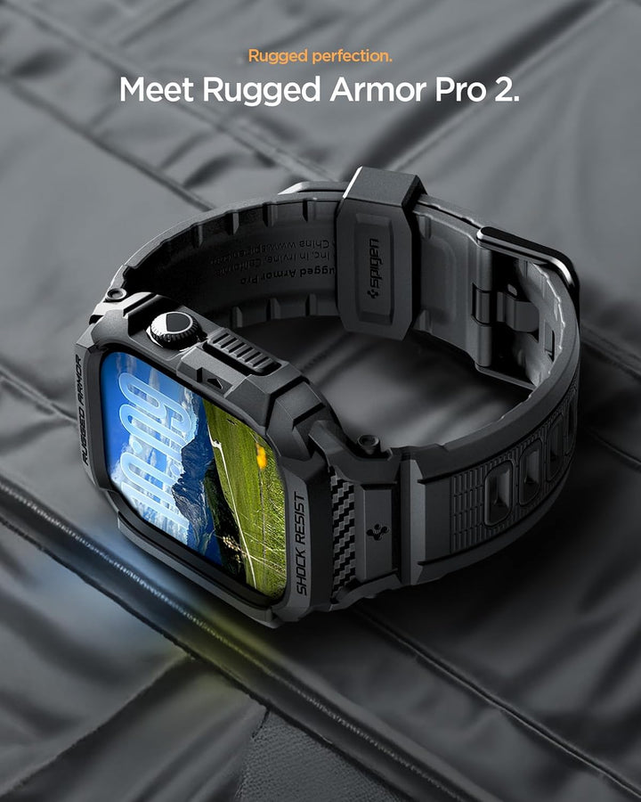 Spigen Rugged Armor Pro 2 Hülle mit Armband Kompatibel mit Apple Watch 11/10 42mm (2025/2024) - Matt