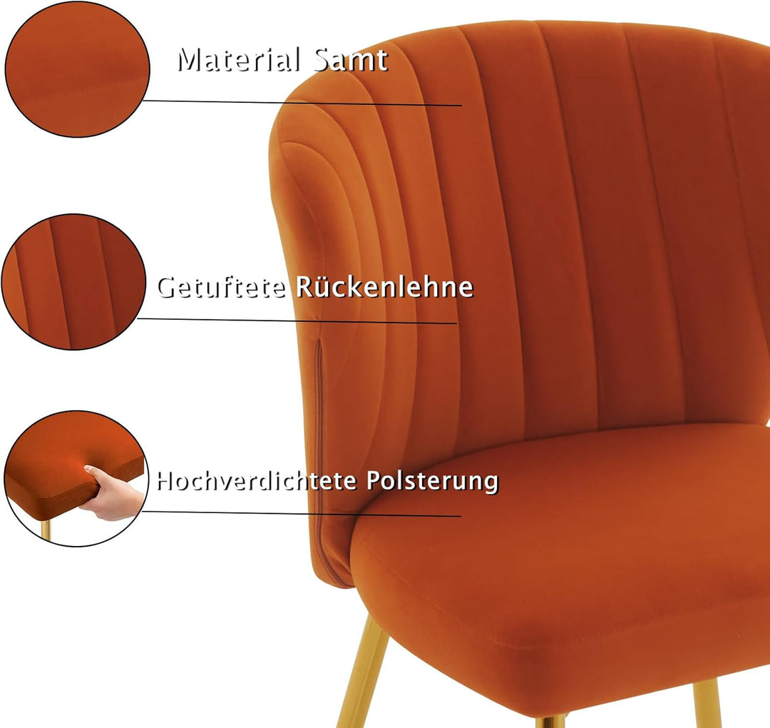 Sepnine® Esszimmerstühle Samt 4er Set, Moderner Küchenstuhl, Polsterstuhl Esszimmer, Ergonomischer E