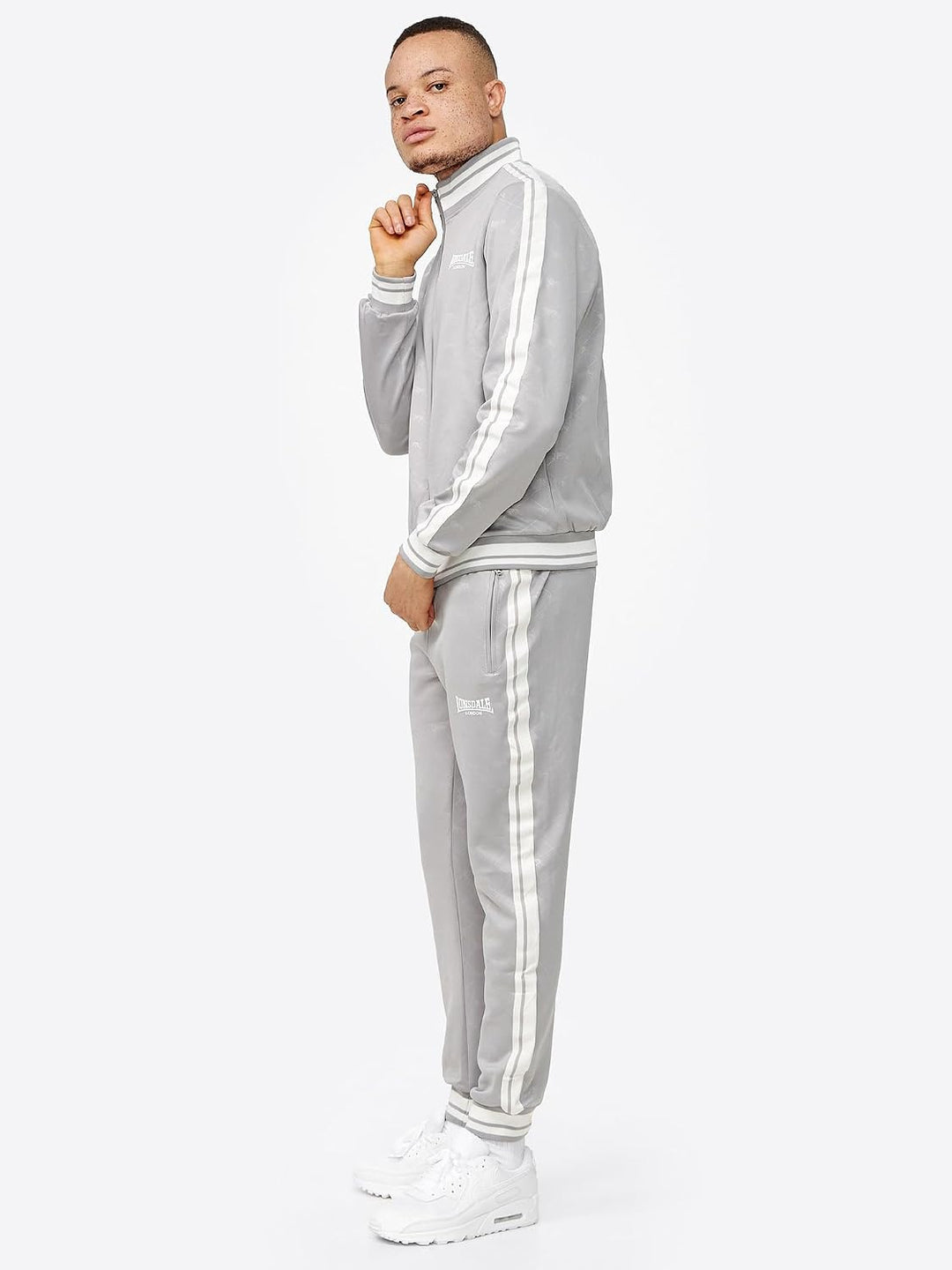 Lonsdale ASHWELL Herren Trainingsanzug schmale Passform S Grey/White, S Grey/White