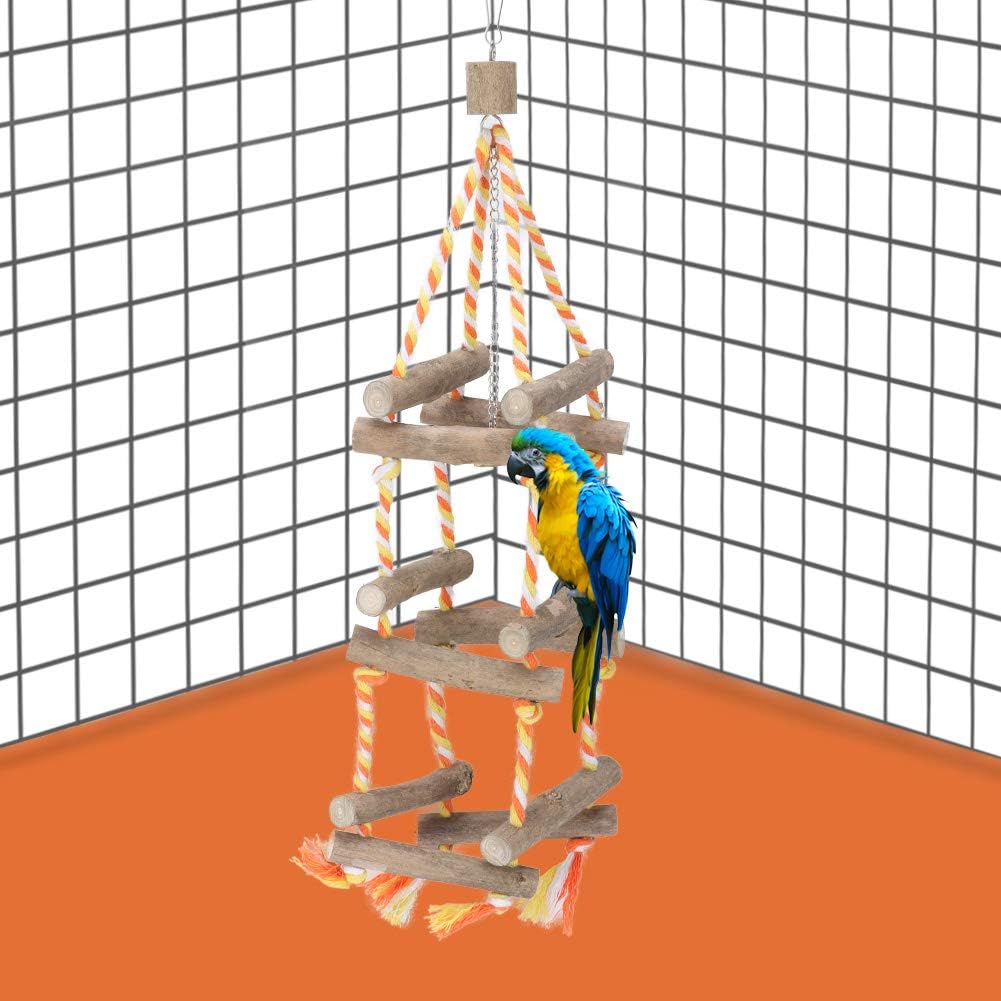 Vogelspielzeug, Papageien stehend Kletterstangen Holzleiter Baumwollseil Living Tower Hängematte Hän